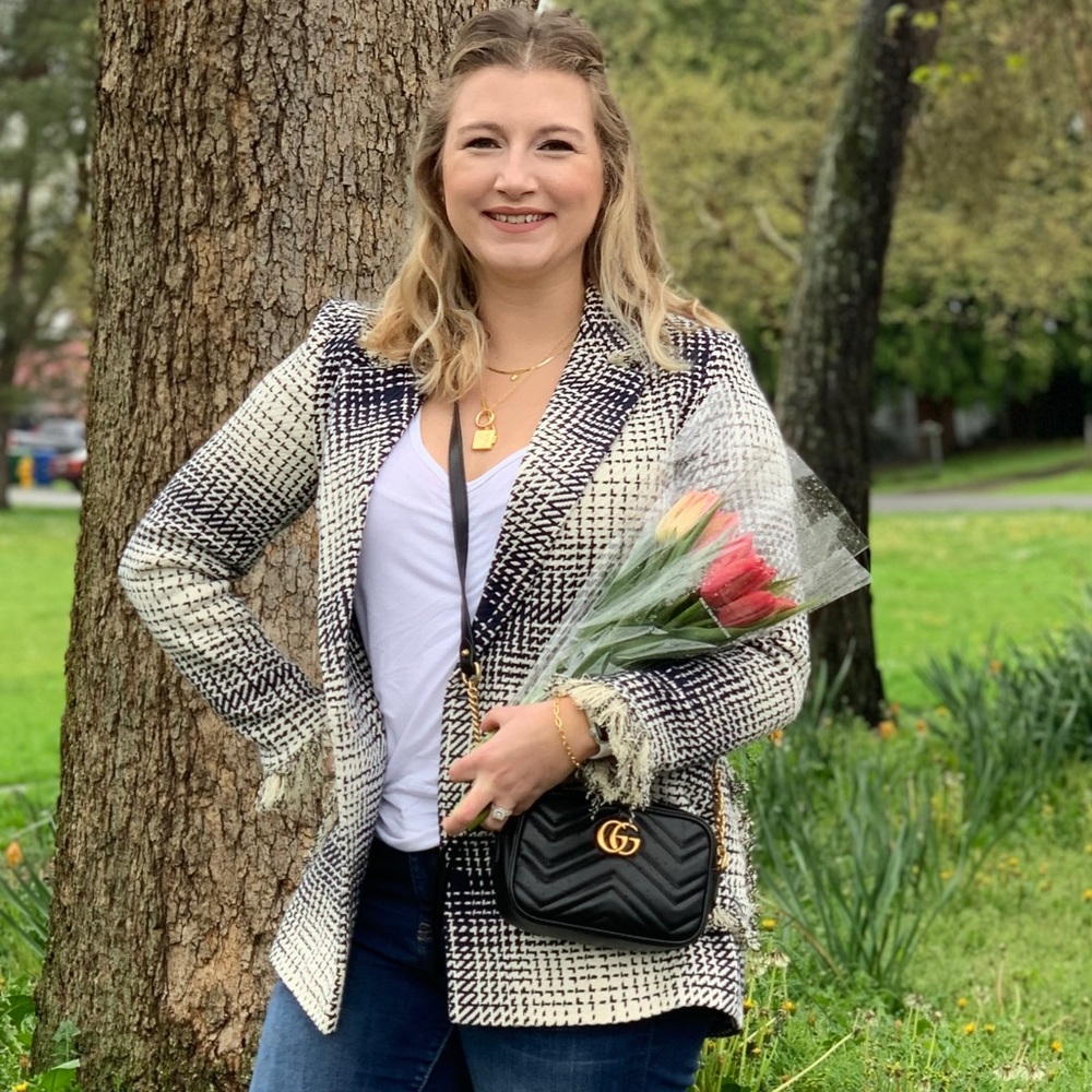 Topshop Black and White Tweed Blazer Jacket